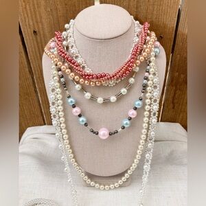 Elegant Multi-Color Pearl Necklace Set